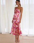 Genevieve | Women's Wedding Guest Floral Asymmetric Midi Dress