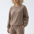 SOPHIA Mocha Brown Ribbed Two-Piece Lounge Set - Crewneck & Joggers