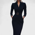 Alexia I Elegant Dress with Belt and Collar